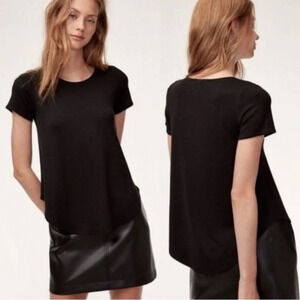Wilfred Free Aritzia Esther Short Sleeve Round Hem Light Sweater Black Sz Medium